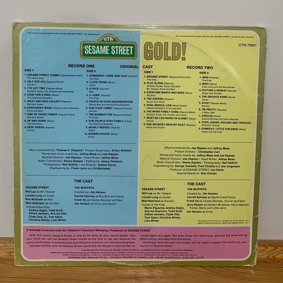 Sesame Street Gold The best of Sesame Street 2 lp record set. Double Album Vinyl - Picture 2 of 7